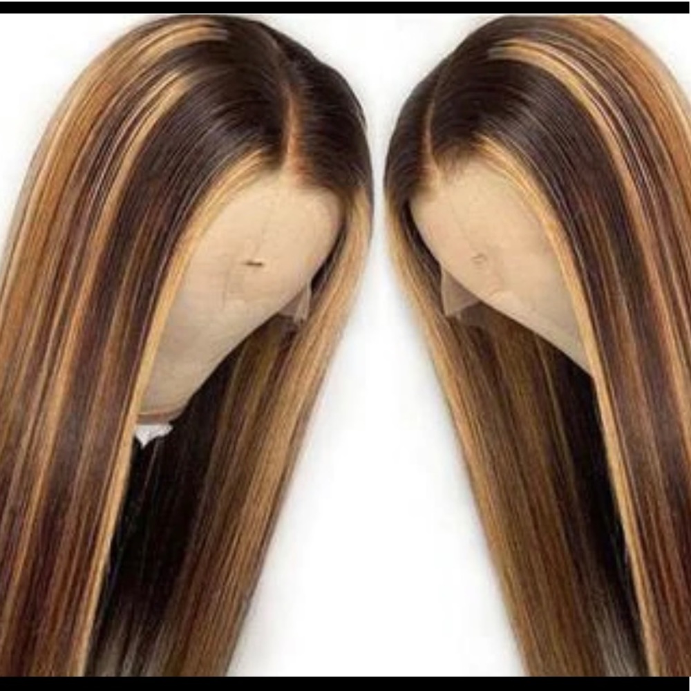 Ombré Honey Blonde Highlight Invisible Lace Front Wig 18”